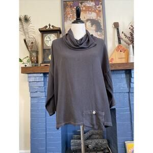 Dairi Art To Wear Cowl Neck Gray Pocket Lagenlook Moroccan Top One Size M L XL